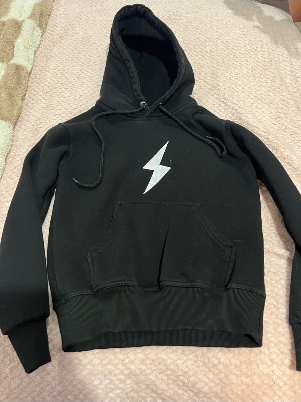 Bruce Bolt Black Hoodie with White Lightning Bolt Graphic